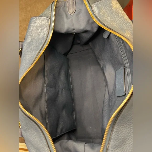 Coach 2021 Kleo Carryall Satchel Pebbled Leather and Suede Denim Blue - Picture 15 of 16